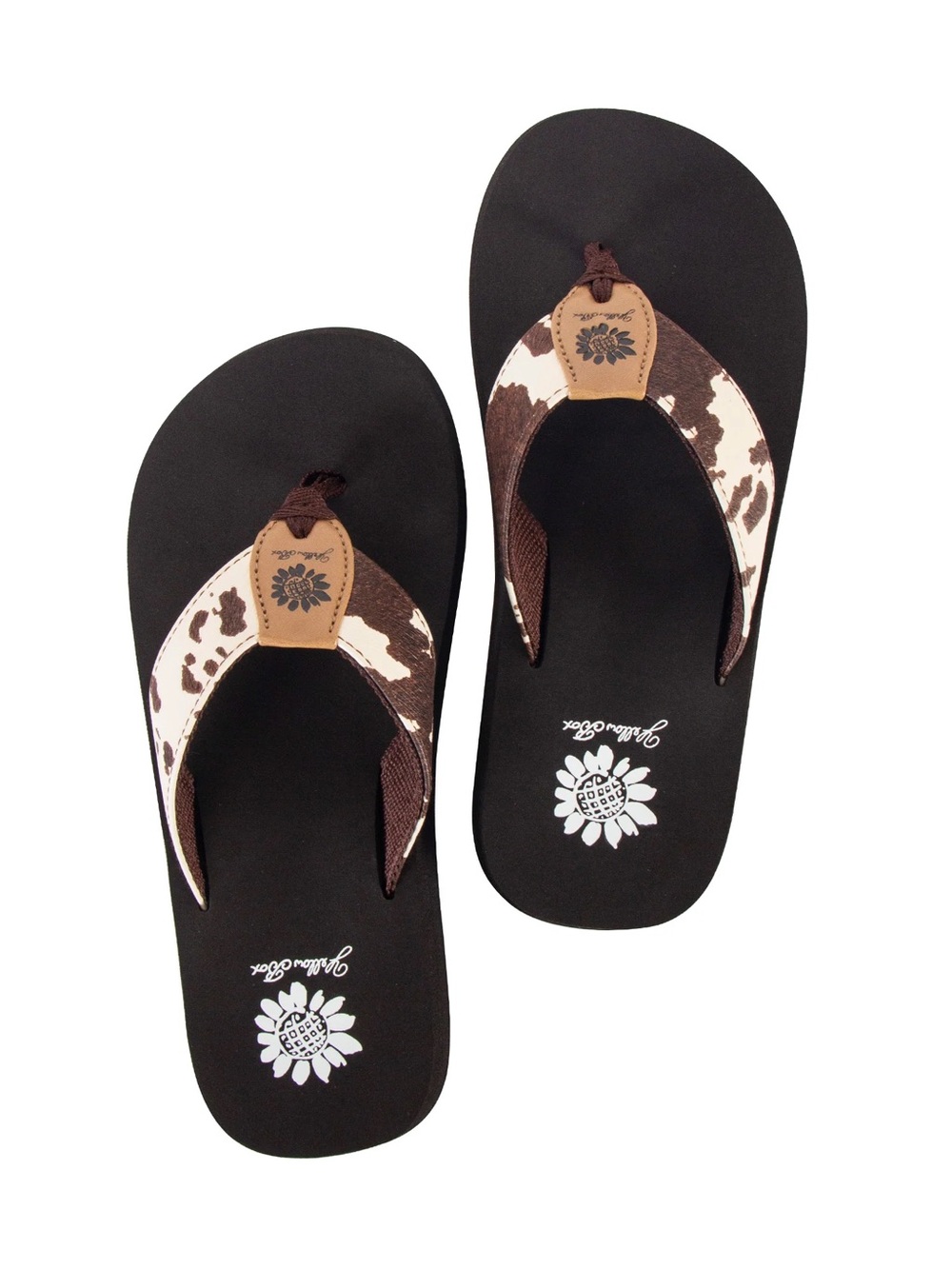 YELLOW BOX FLEXTER COW FLIP FLOPS MEDIUM WIDTH NEW IN BOX - Picture 3 of 4